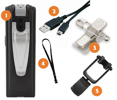 Items included with the IRDC250 mini camcorder
